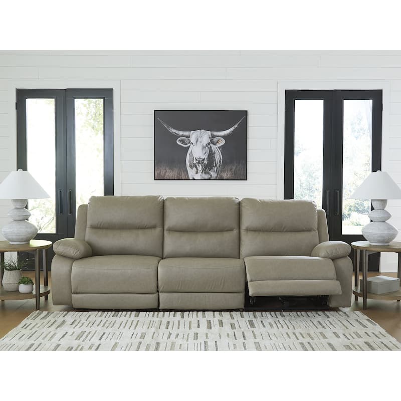 Signature Design by Ashley Brannigan Gray 3-Piece Power Reclining Sectional - 112" W x 41" D x 42" H