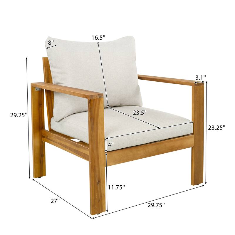 Christopher Knight Home - Mason Outdoor Patio Chair Set with Cushions and Acacia Wood Frame