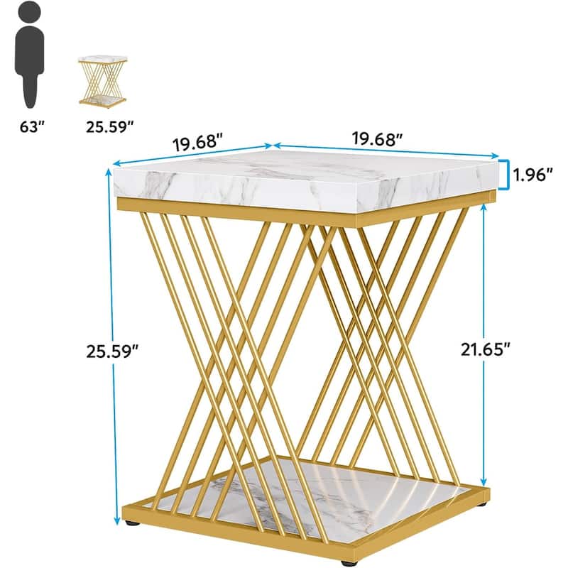 Square Side End Table for Living Room, Nightstand for Bedroom