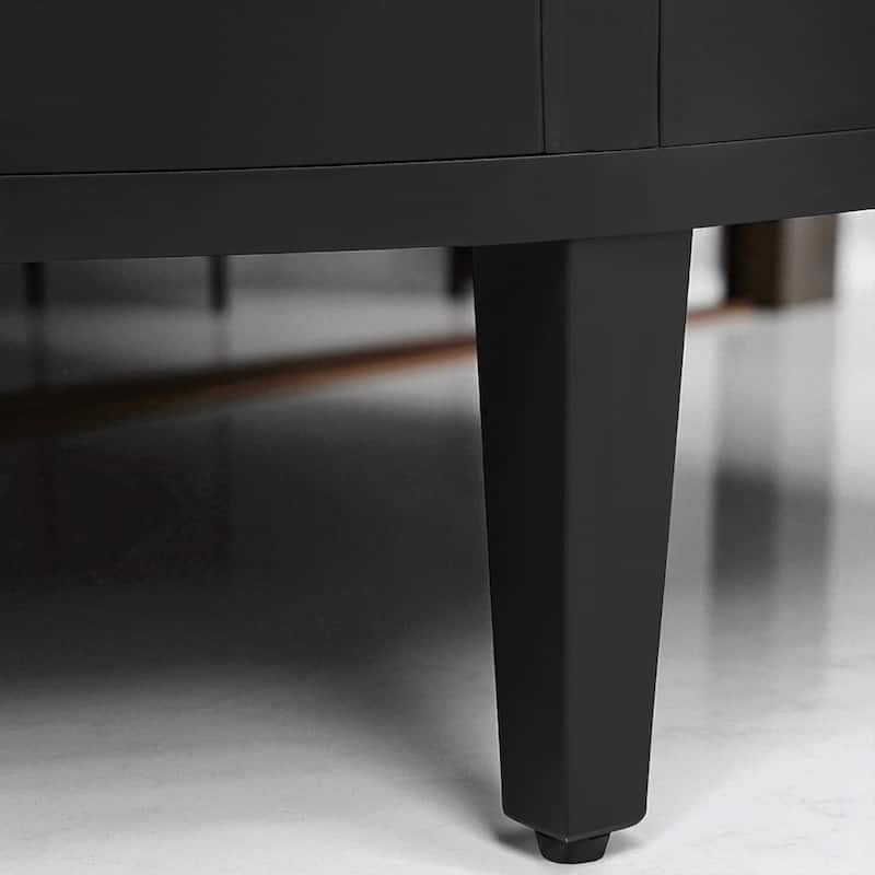 47" Curved Storage Cabinet with Drawer and Adjustable Shelves, Solid Wood Veneer Sideboard for Entryway or Study