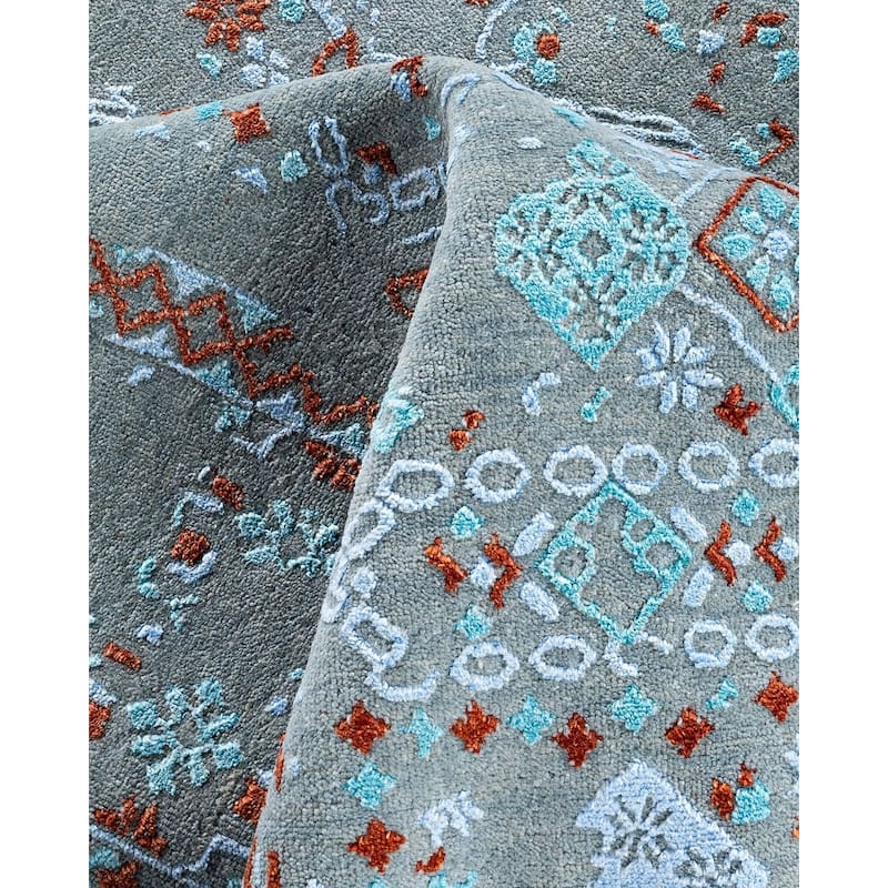 Ikat One-of-a-Kind Hand-Knotted Area Rug - Gray, 8' 10" x 11' 10" - 8' 10" x 11' 10"