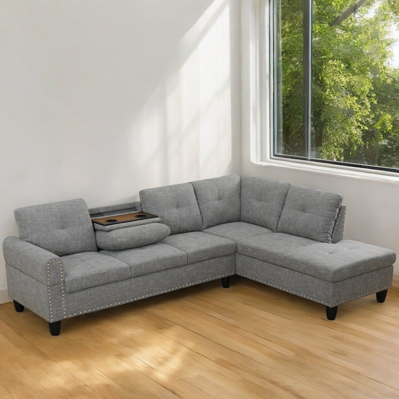 KISRAIS 97.5" Wide 2-Piece Upholstered Sectional Sofa Set for Small Space