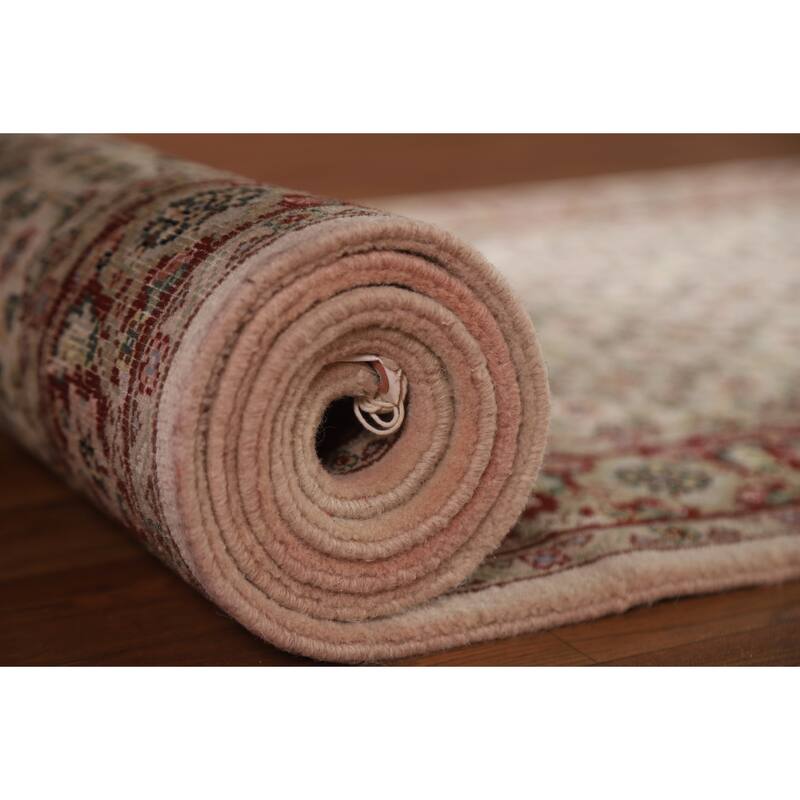 Hand Knotted Oriental 100% Wool Carpet Traditional Floral Beige & Ivories Tabriz Runner Rug - 20' 2'' X 2' 5''