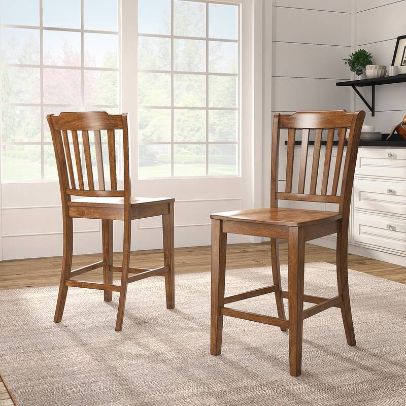 Ronda Slat Back Wood Counter Height Chairs (Set of 2)