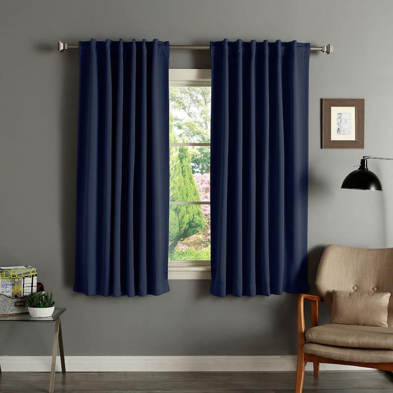 Aurora Home Insulated Thermal 63-inch Blackout Curtain Panel Pair - Navy