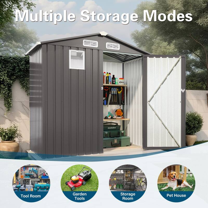 6X4 FT Metal Outdoor Storage Shed, Tool Shed with Positive Window and Lockable Door Compact Metal Tool Shed