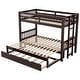 preview thumbnail 15 of 17, Twin Over Pull-Out Bunk Bed with Trundle, Solid Wood Twin Over Twin/Double Twin Bunk Bed with Ladder and Full-Length Guardrail