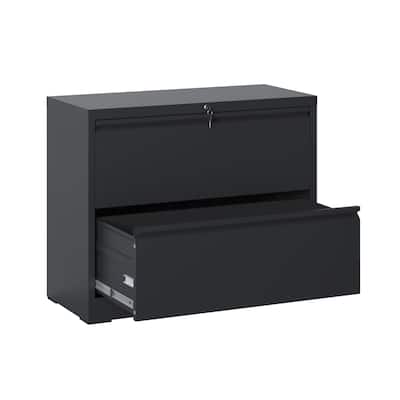 2 Drawer Lateral File Cabinet,Black Filing Cabinet with Lock, Lockable File Cabinet for Home Office,Locking Metal File Cabinet