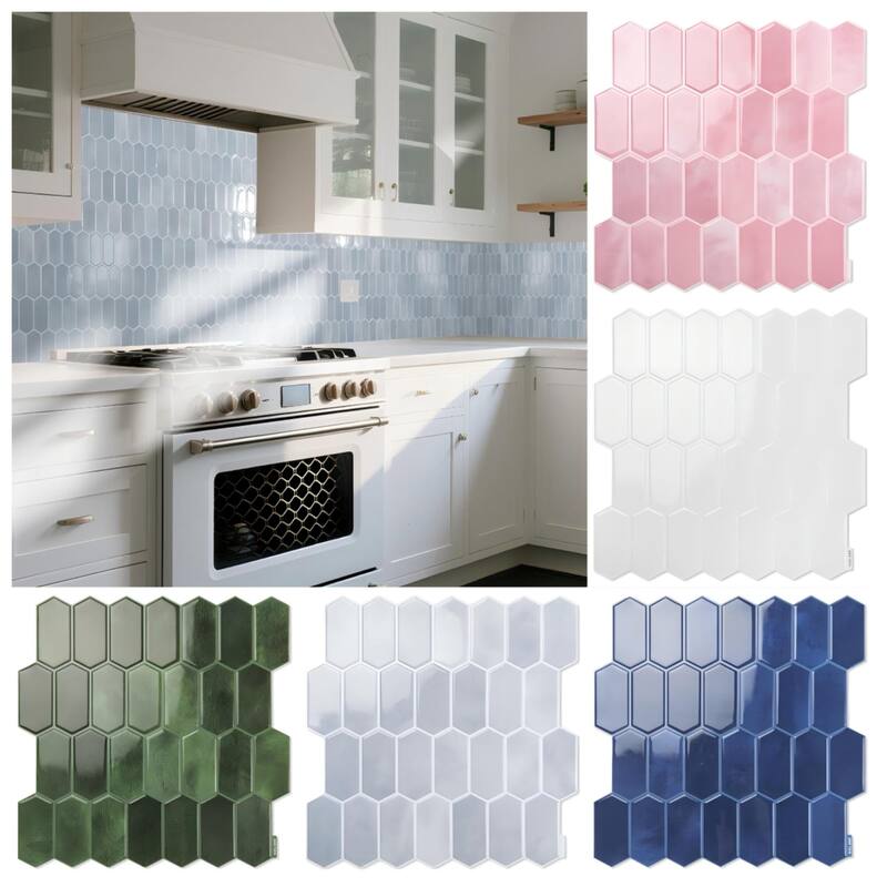 Art3d 10pcs Peel and Stick Backsplash Thickened Wall Tiles, 12''x12'', Cover 10 Sq.Ft.