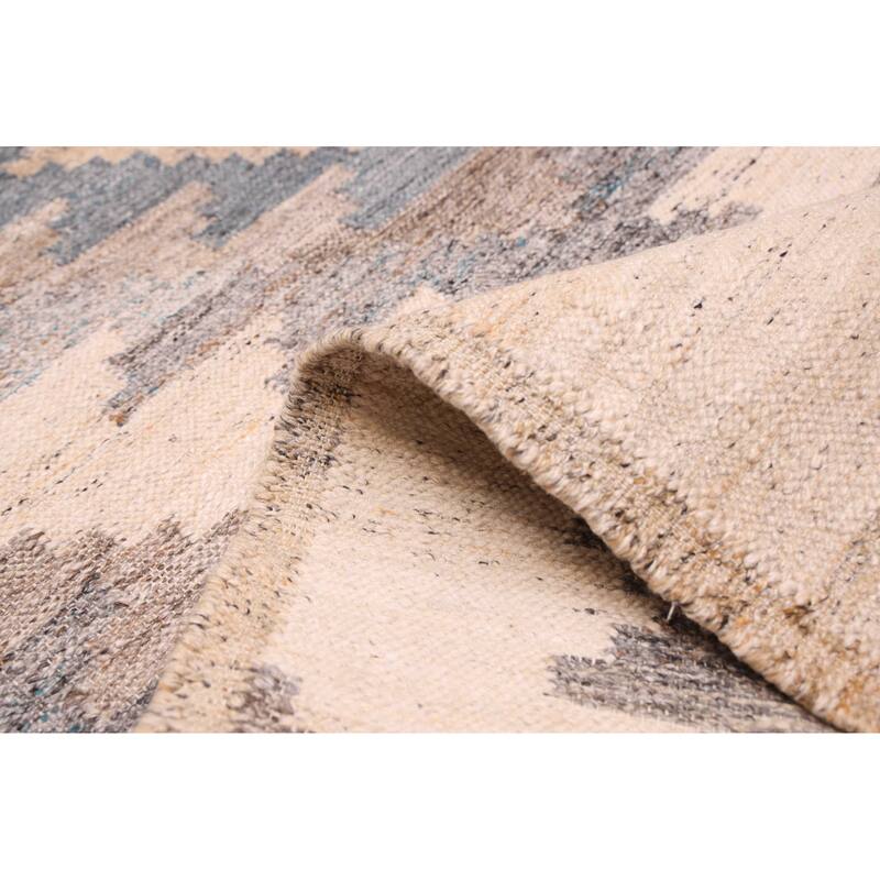 ECARPETGALLERY Flat-Weave Ankara FW Ivory Wool Kilim - 4'1 x 6'1