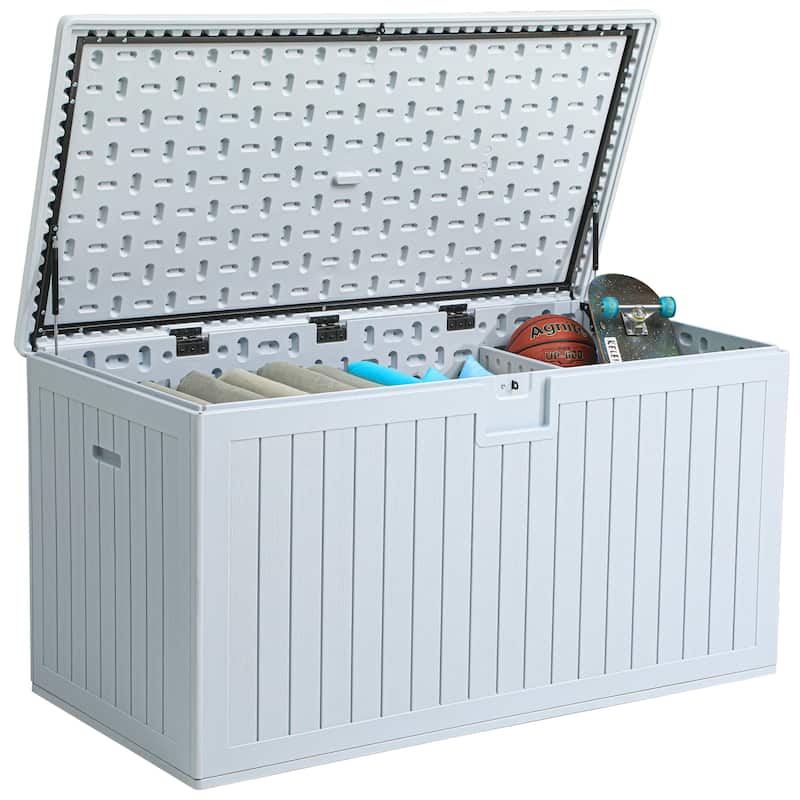 230 Gallon Outdoor Storage Waterproof Deck Box - N/A - White