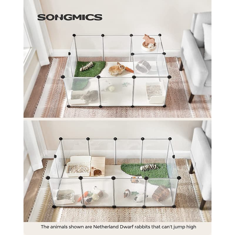 Pet Playpen with Floor, Small Animal Pen, Pet Fence Indoor - 49.2”L x 24.8”W x 16.5”H