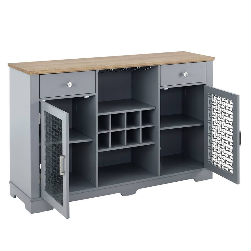 Buffet Cabinet Sideboard with 2 Drawers, Wine Bottle & Wine Glass Rack