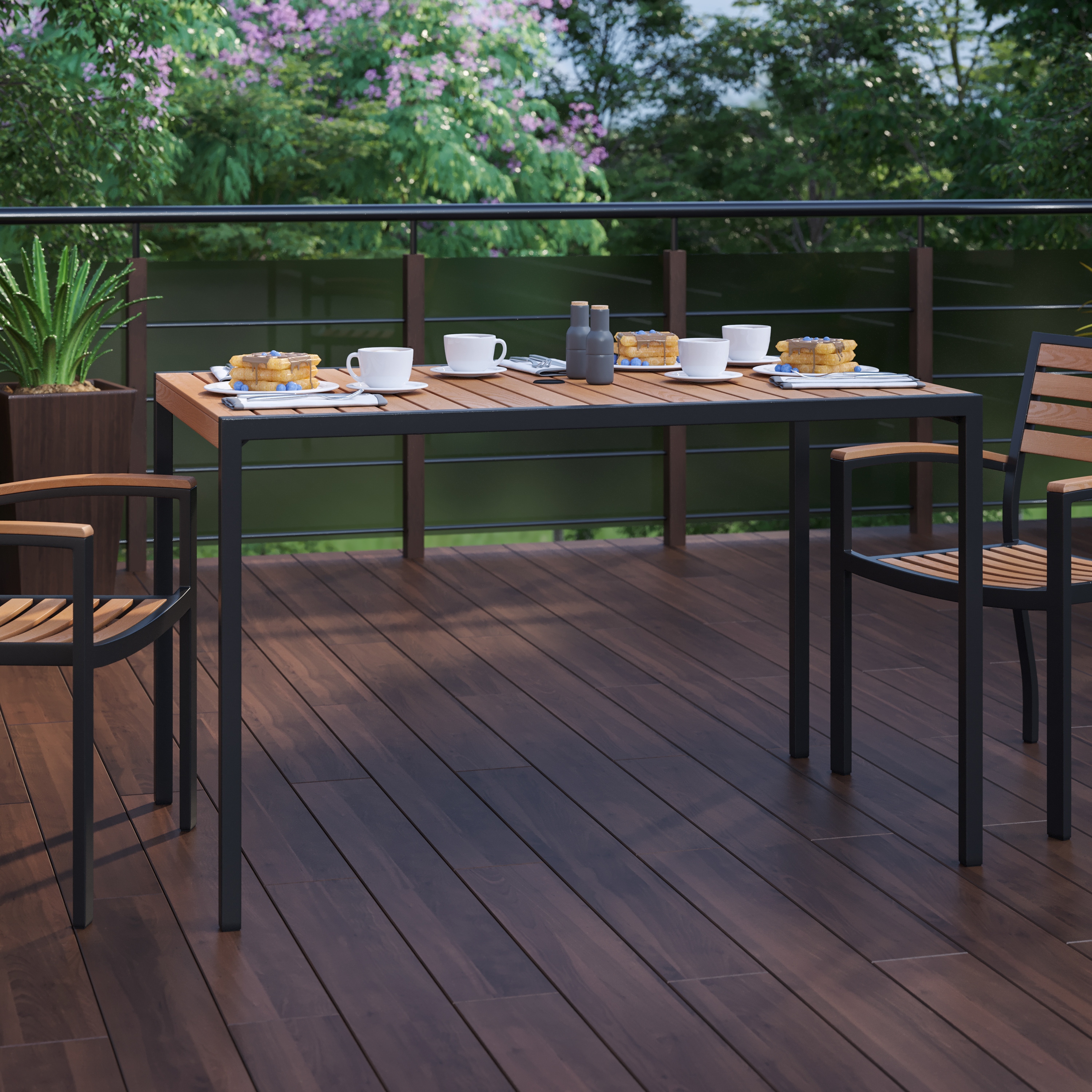 Faux teak dining table online