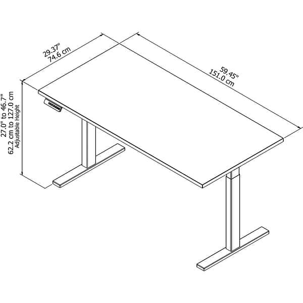 dimension image slide 1 of 22, Bush Business Furniture Move 60 Series 60x30 Adjustable Standing Desk