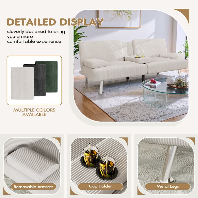 Furniwell Futons Folding Soft Cushion Sofa Bed with Adjustable Backrest Sofa