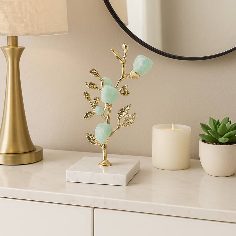 Metal Tree Sculpture on Marble Base Charming Living Room, Office, Home Decor