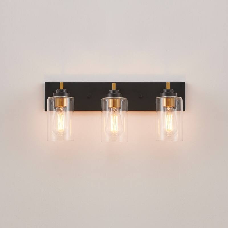 KAWOTI 3-Light Bathroom Vanity Light with Clear Glass Shade