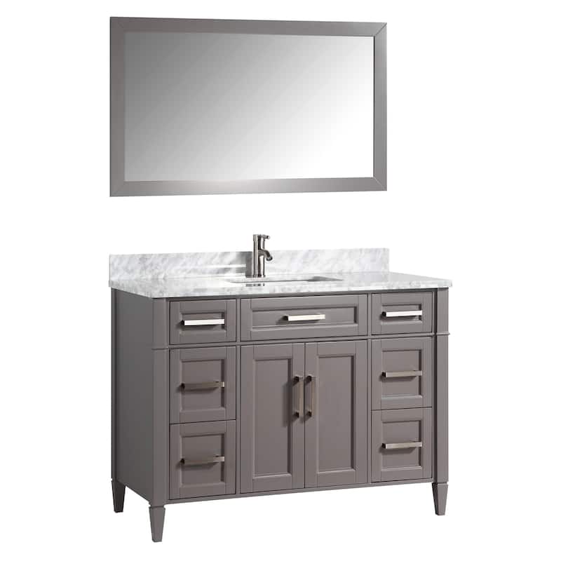 Vanity Art 48-Inch Bathroom Vanity Set with Carrara Marble Top - 22 x 48 x 36 Inches