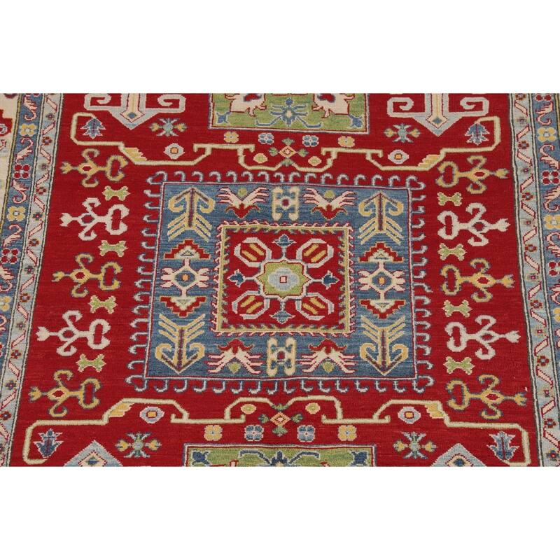 Red Traditional Kazak Oriental Area Rug Hand-Knotted Wool Carpet - 6'7" x 9'8"