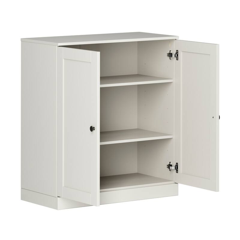 Palace Imports 100% Solid Wood 3-Shelf Bookcase with Shaker Doors and Adjustable Shelves