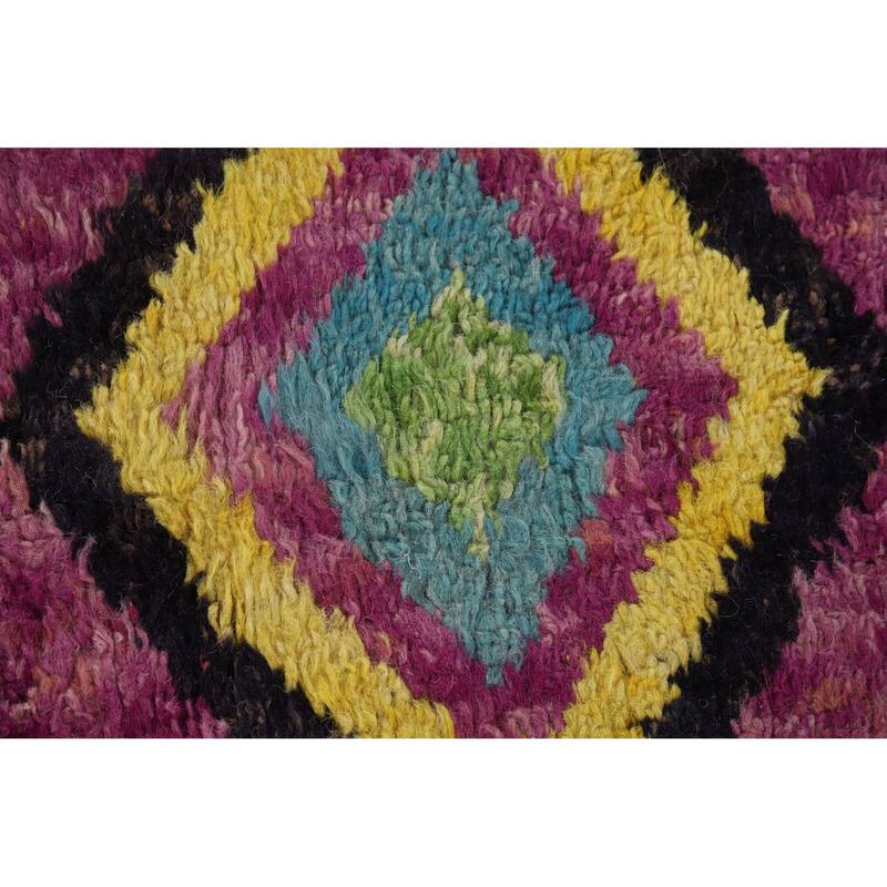 Purple Moroccan Oriental Area Rug Hand-Knotted Wool Carpet - 8'9" x 12'3"
