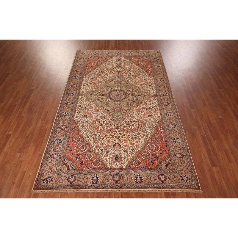 Vegetable Dye Anatolian Turkish Vintage Rug Hand-Knotted Wool Carpet - 6'8" X 10'5"