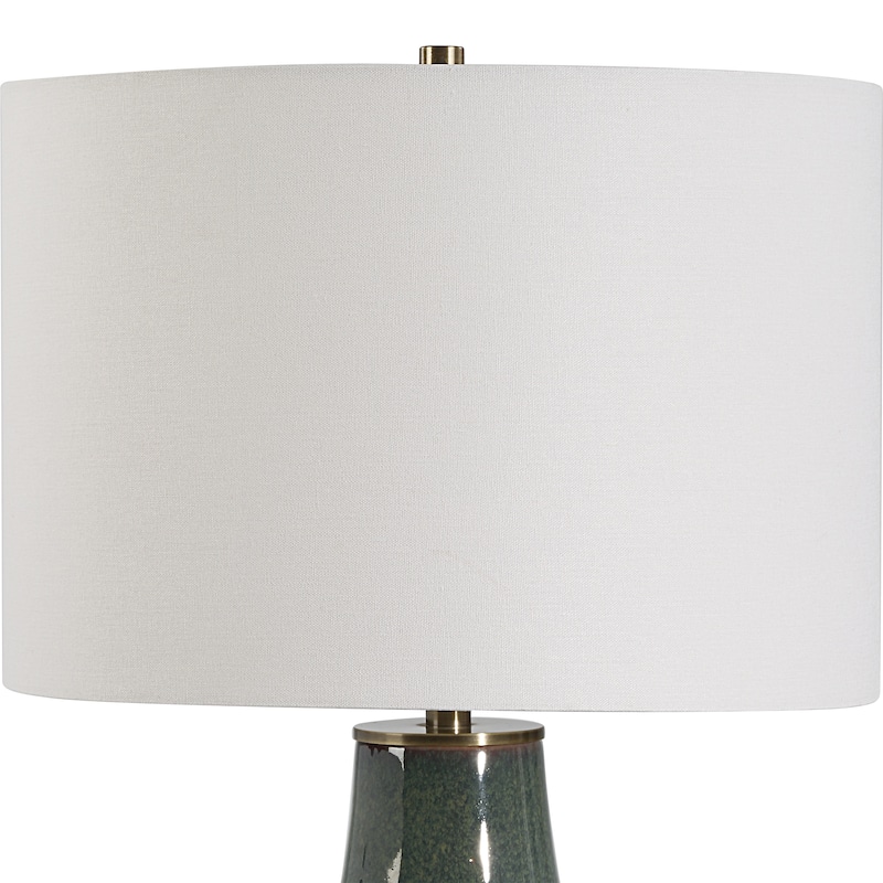 The Gray Barn Green Textured Ceramic Brushed Brass Table Lamp