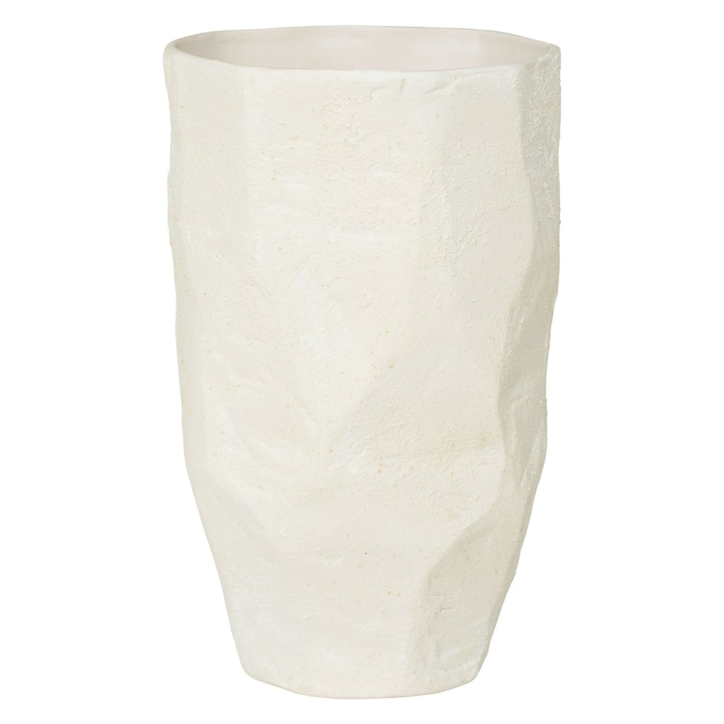 Handmade Carved Ceramic Tabletop Vase - 10.5" - White