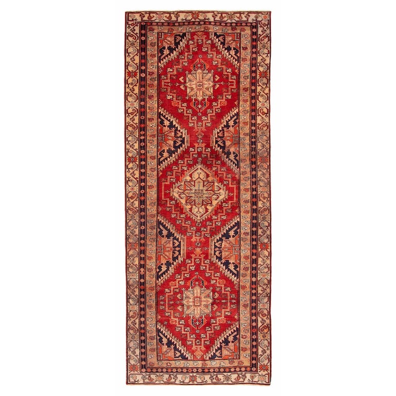 ECARPETGALLERY Hand-knotted Anatolian Vintage Red Wool Rug - 3'10 x 10'0 - Red - 3'10 x 10'0