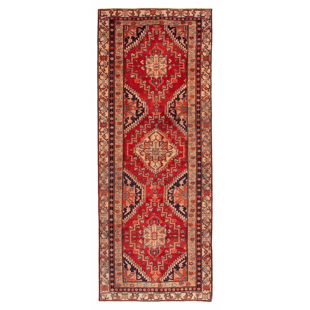 ECARPETGALLERY Hand-knotted Anatolian Vintage Red Wool Rug - 3'10 x 10'0