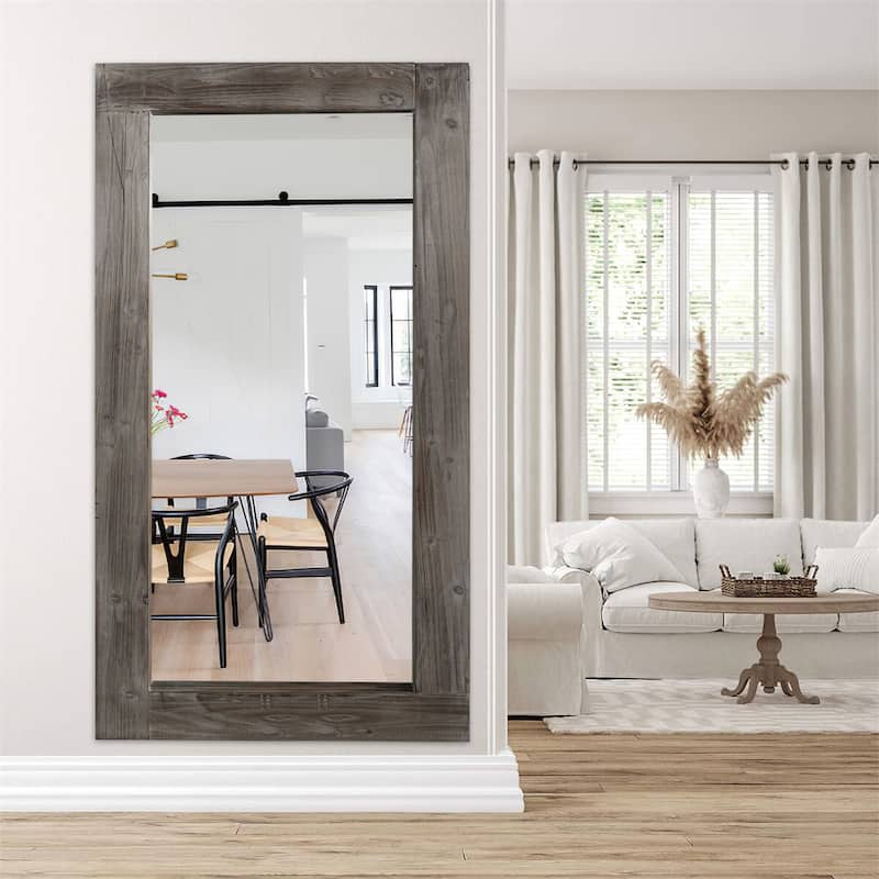 Vintage Wood Framed Dressing Mirror Floor Mirror Farmhouse