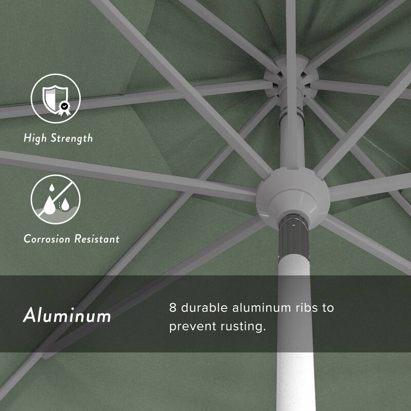 California Umbrella 11' Rd. Aluminum Patio Umbrella, Crank Lift, Collar Tilt, Dbl Wind Vent, White Finish, Sunbrella Fabric