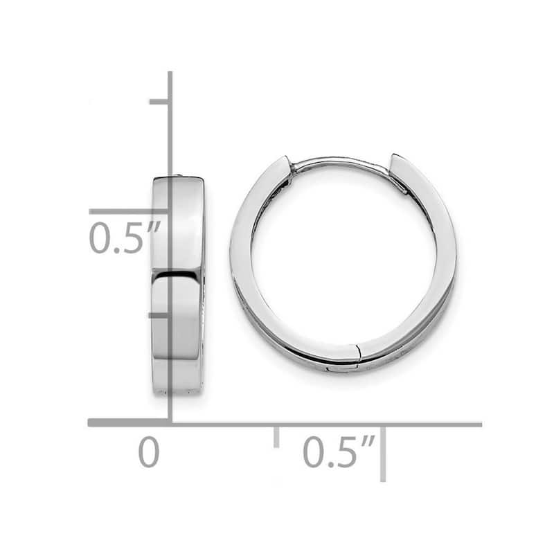 Curata 14k White Gold 14x4mm Solid Polished Hinged Earrings