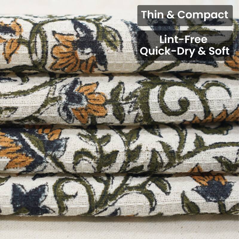 Fabdivine Handmade Floral Block Print Kitchen or Bath Room Hand Towels Home or Office Accent
