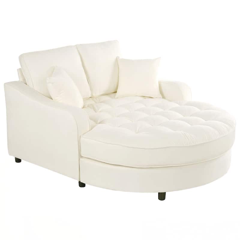 55" Modern Chaise Lounge Sofa Bed Upholstered Sofa Couch with Seat and Detachable Pillows for Living Room