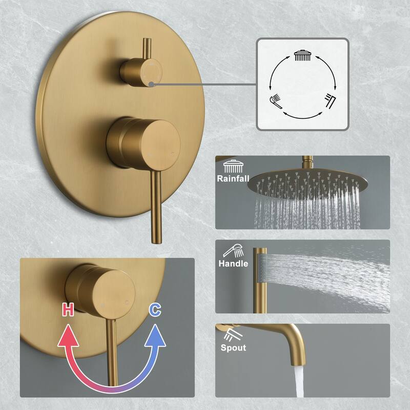 10-Inch Three-function Wall-mounted Round Shower Set
