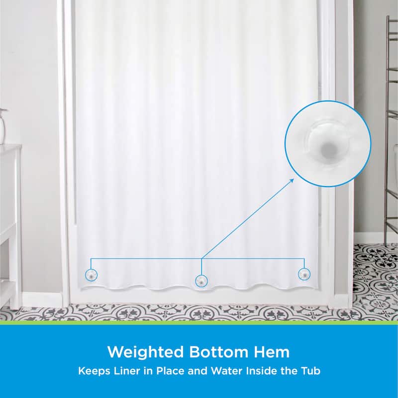 Kenney microCLEAN Antimicrobial Protection Medium Weight PEVA Shower Curtain Liner, 70" W x 72" H