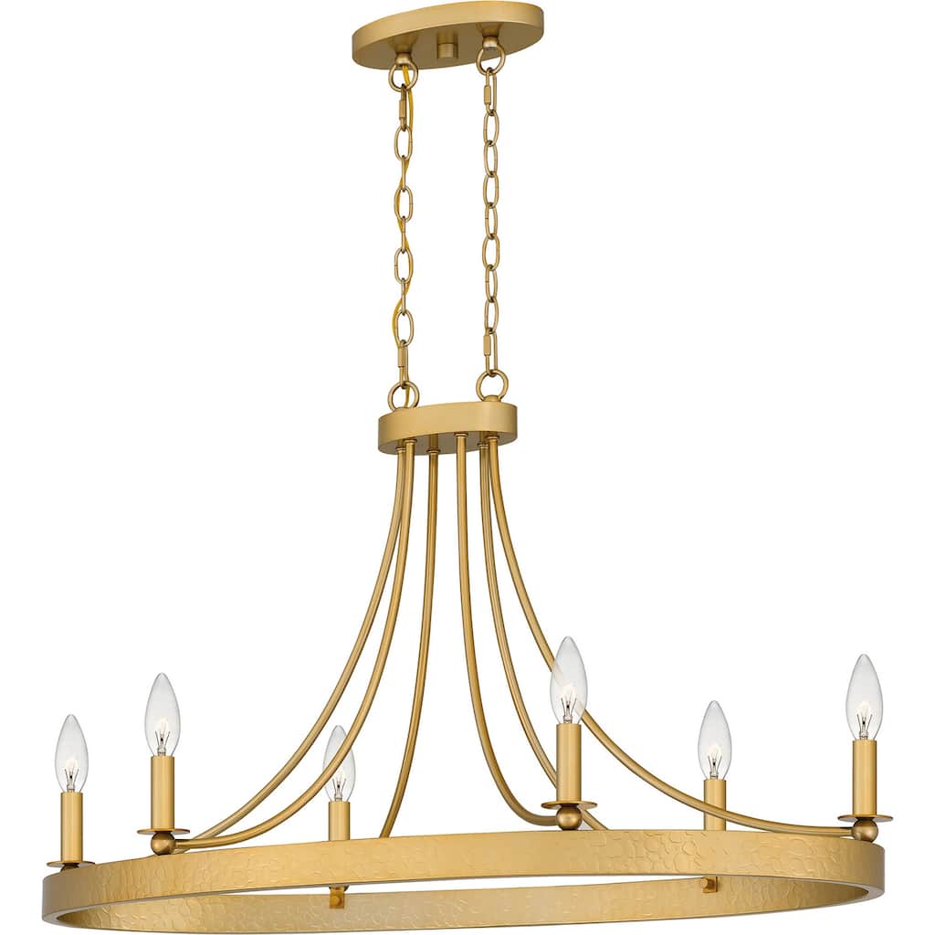 Light Gold Six Light Island Chandelier from the Aspyn Collection - Light Gold