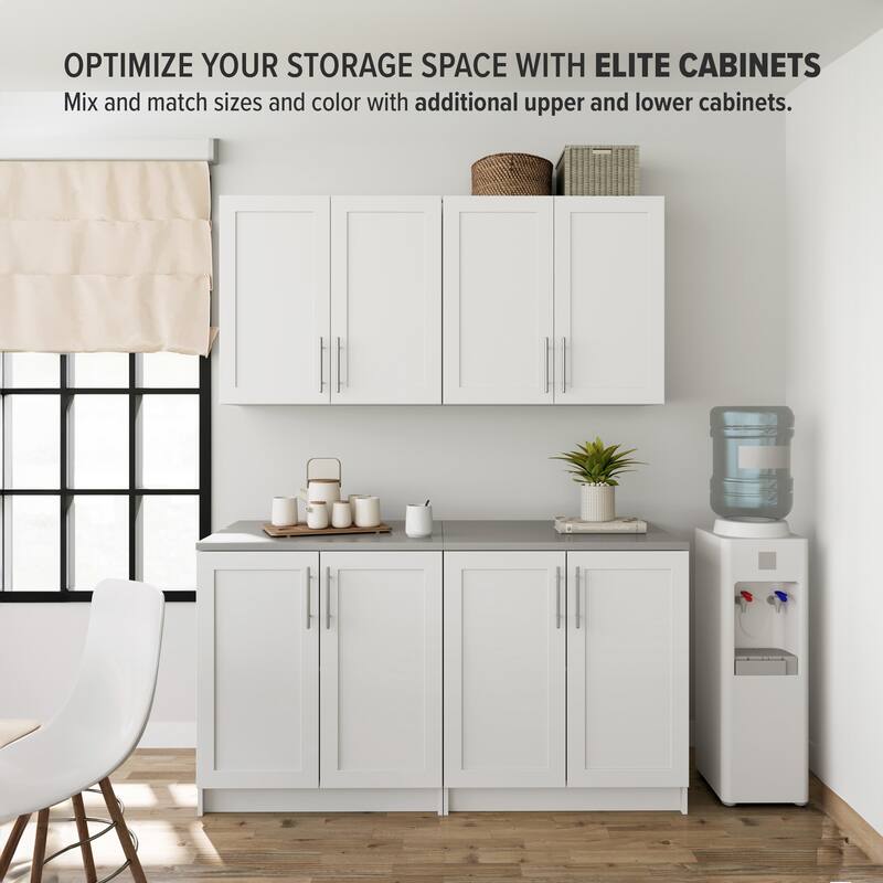 Prepac Elite Wall Cabinet with Panel Doors 12.75" D x 32" W x 30" H - 32 in W x 30 in H x 12.75 in D