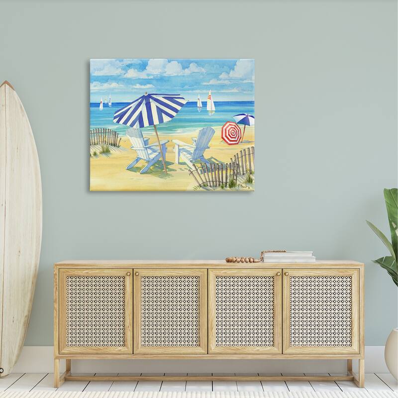 Stupell Summer Sun Sailboat Chairs Stretched Canvas Wall Art, Design by Paul Brent