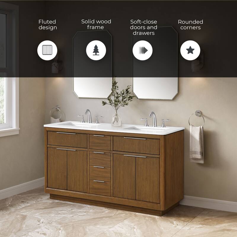 OVE Xander Bathroom Vanity with White Engineered Stone Top