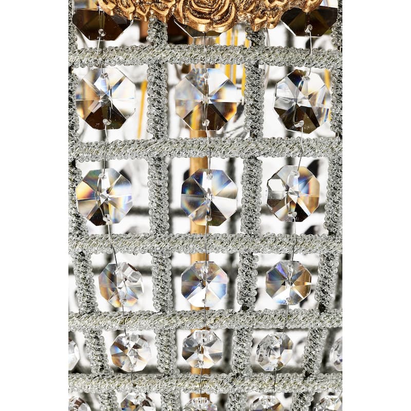 Antiqued 4-Light Glam Chandelier with Crystal Beaded for Living Room