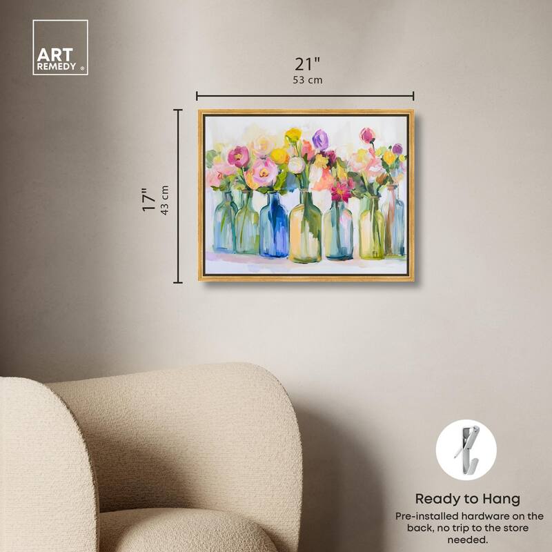 Bottles and Blooms Canvas by Art Remedy