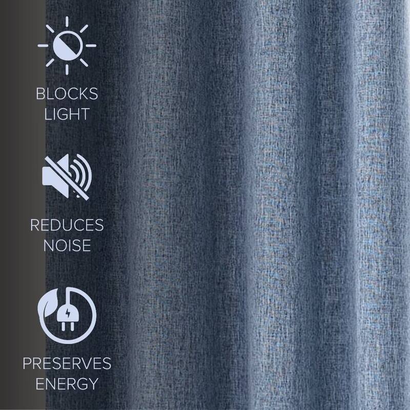 Linen Texture 100% Blackout Grommet Curtain Pair(2 panels)
