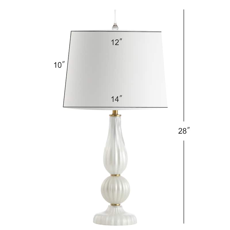 Carter 28" Glass/Metal LED Table Lamp, White Pearl by JONATHAN Y
