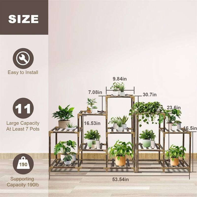 3-Tier Outdoor Wood Plant Stand for Multiple Plants