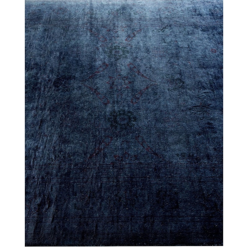 Overton Hand Knotted Wool Vintage Inspired Modern Contemporary Overdyed Black Area Rug - 4' 2" x 6' 4"