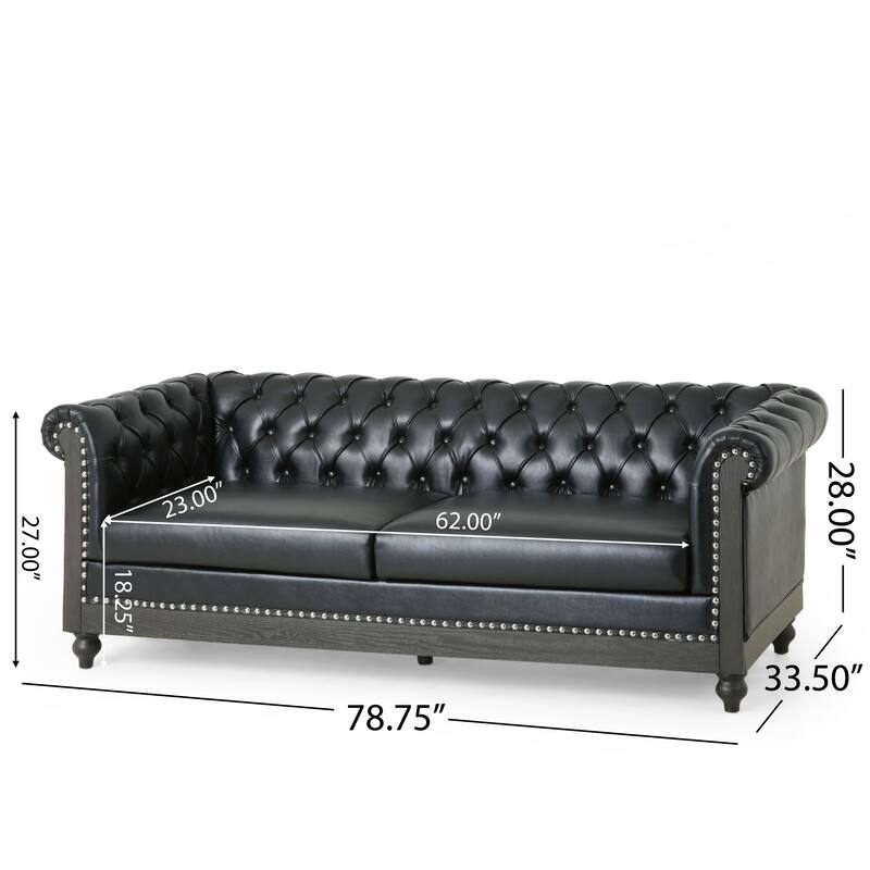 Castalia Nailhead Trim Chesterfield Sofa by Christopher Knight Home - 78.75" L x 33.50" W x 28.00" H