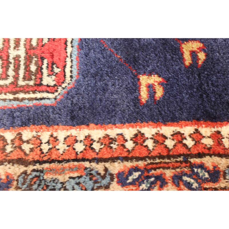 ECARPETGALLERY Hand-knotted Kayseri Navy Wool Rug - 4'8 x 11'5